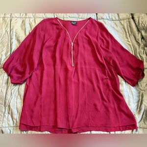 City Chic Fuchsia Blouse with Zipper Accent